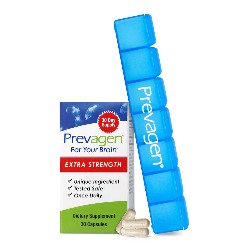 Prevagen Extra Strength with 7-Day Pill Minder, 30 Capsules, 1-Pack | For Your Brain, 1 Month Supply, 20mg Apoaequorin, 50mcg Vitamin D3