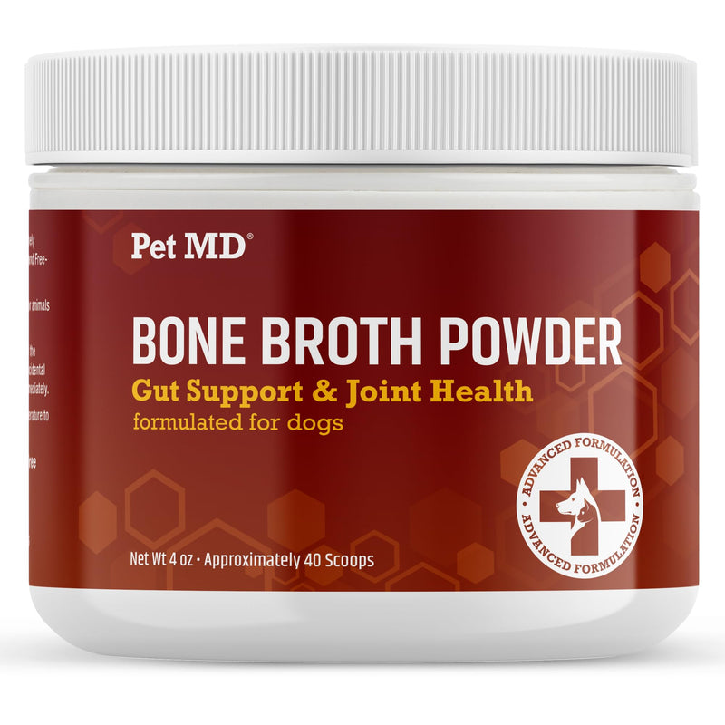 Pet MD Bone Broth for Dogs - Dog Food Toppers with Vitamins, Amino Acids, Natural Joint and Digestion Support - Made from Grade A Free Range Elk Bone Powder - 4 oz - PawsPlanet Australia
