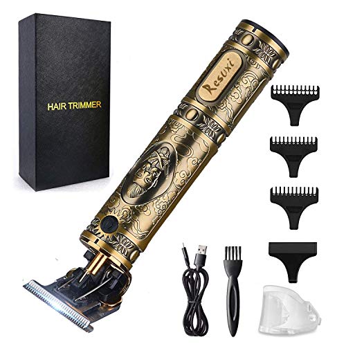 Cordless Hair Trimmer for Men, Professional Electric Hair Clippers Barber Trimmer, Mens T-Blade Beard Trimmer Zero Gapped Edgers Gold Knight Close Cutting Haircut Kit Golden
