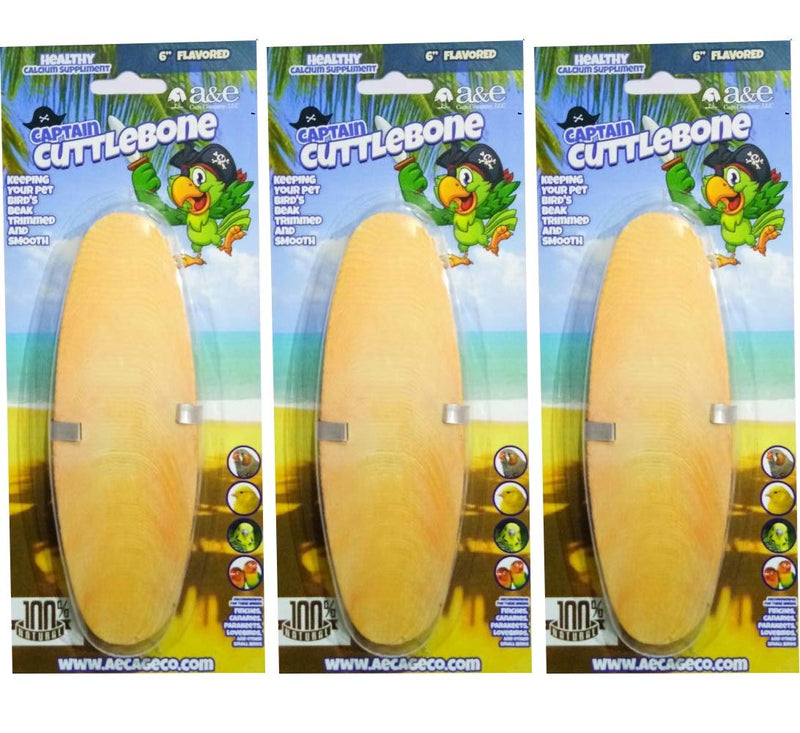 A&E Cage Company 3 Pack of Captain Cuttlebones, 6 Inch, Flavored