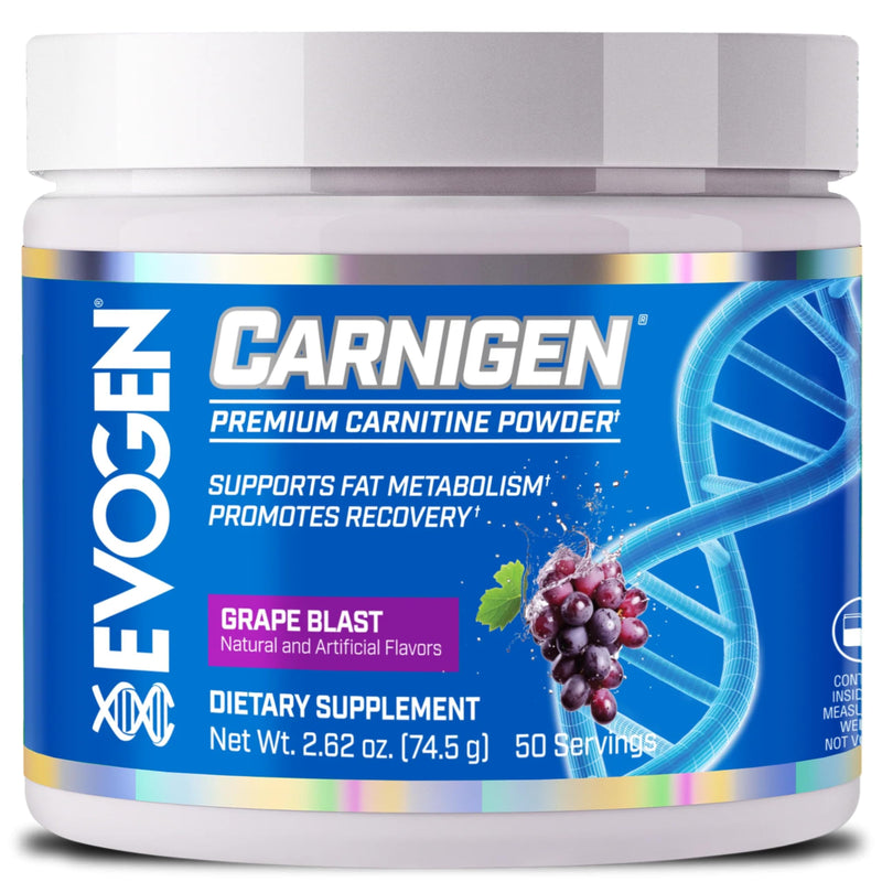 Evogen Carnigen Supports Energy and Metabolism | Grape | 50 Servings | Stimulant-free L-carnitine, acetyl L-carnitine and L-carnitine fumarate with BioPerine, B6 and pantothenic acid
