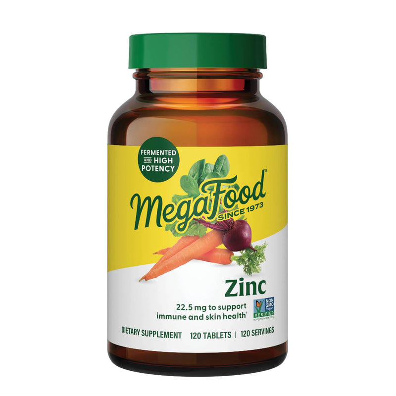 MegaFood Zinc Supplements - Vegan Immune Support Supplement with 22.5 mg High Potency Fermented Zinc - Made with Real Food - Gluten-Free, Kosher - 120 Tablets, 120 Servings 120 Count (Pack of 1) - BeesActive Australia
