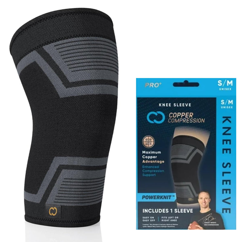 Copper Compression PowerKnit Knee Sleeve- Copper Stabilizer Support Brace for Meniscus Tear, ACL, MCL, Arthritis, Joint Pain Relief, Running, Sports, Hiking- Men & Women- Fits Right/Left - L/XL Large/XL - BeesActive Australia