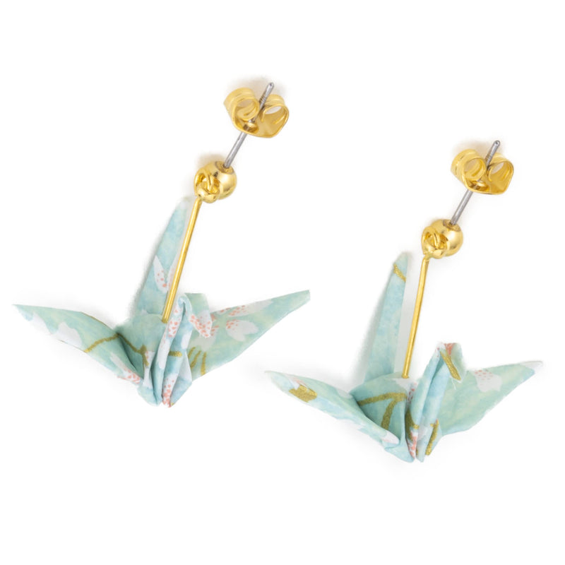 Stud Earrings Origami Paper Crane (Limited Package) Made in Japan Hypoallergenic with a Case Surgical Stainless Steel Bird Earrings Japanese Jewelry for Women Girl Kyoto / Sakura - BeesActive Australia