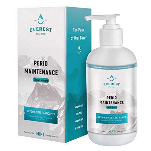 Perio Maintenance Alcohol Free Mouthwash – Concentrated Mouthwash for Bad Breath, Plaque, Sensitive Teeth, and Gingivitis or Gum Disease - Stannous Fluoride Rinse by Everest Oral Care Spearmint 10 Fl Oz (Pack of 1)