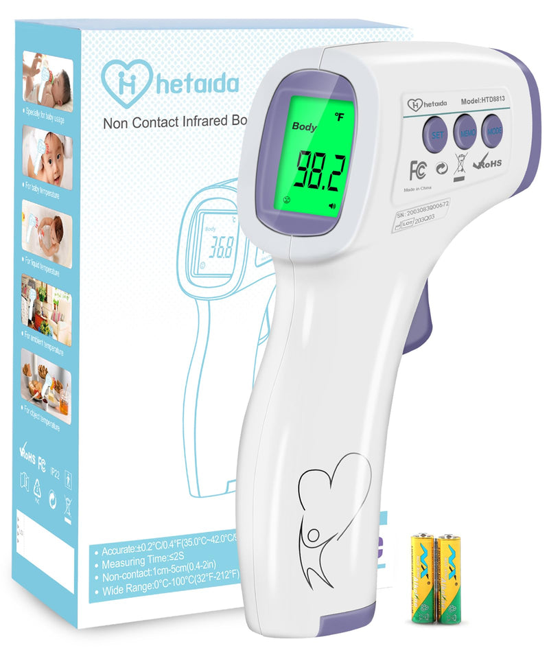 Digital Thermometer for Adults and Kids, No Touch Forehead Thermometer for Baby, 2 in 1 Body Surface Mode Infrared Thermometer with Fever Alarm and Instant Accuracy Readings Purple