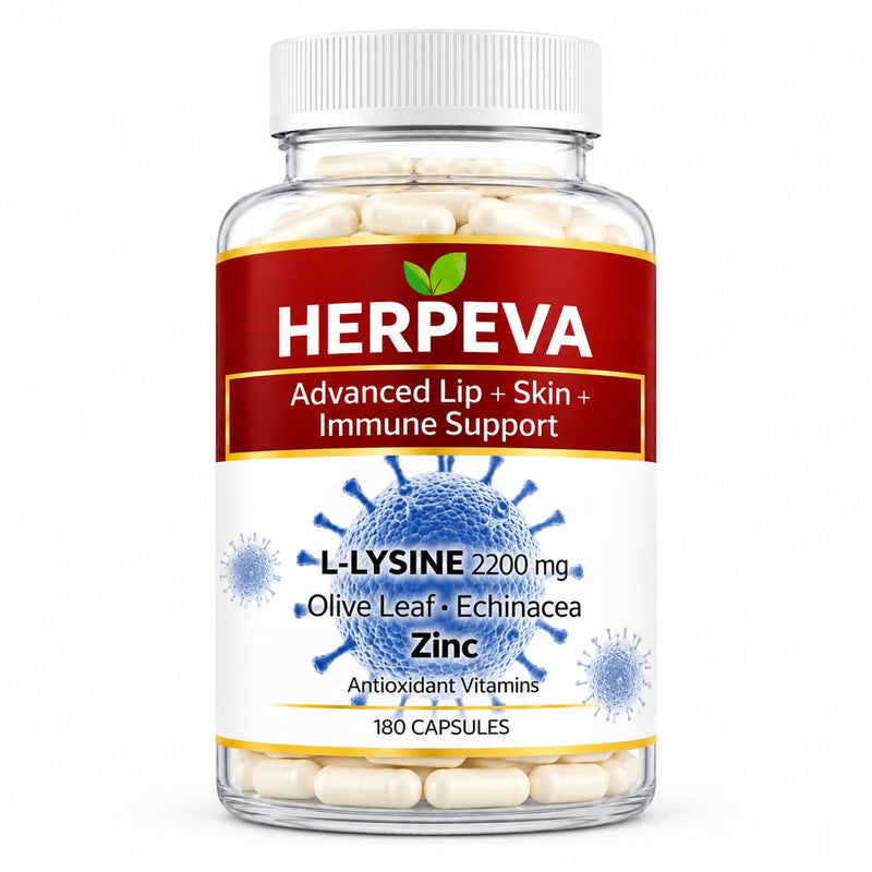 L-Lysine Cold Sore Treatment Powerful Immune Support Outbreak Control – 2200mg Lysine Olive Leaf, Echinacea, Vitamin C, 1500mcg Vitamin b12, Zinc & Herbal Supplements – 180 Count