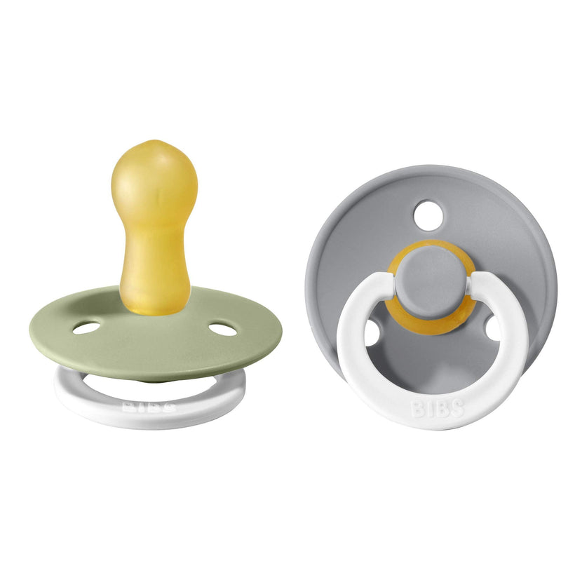 Bibs Pacifiers | Natural Rubber Baby Pacifier | Set of 2 BPA-Free Soothers | Made in Denmark | Sage Night/Cloud Night | Size 6-18 Months - BeesActive Australia