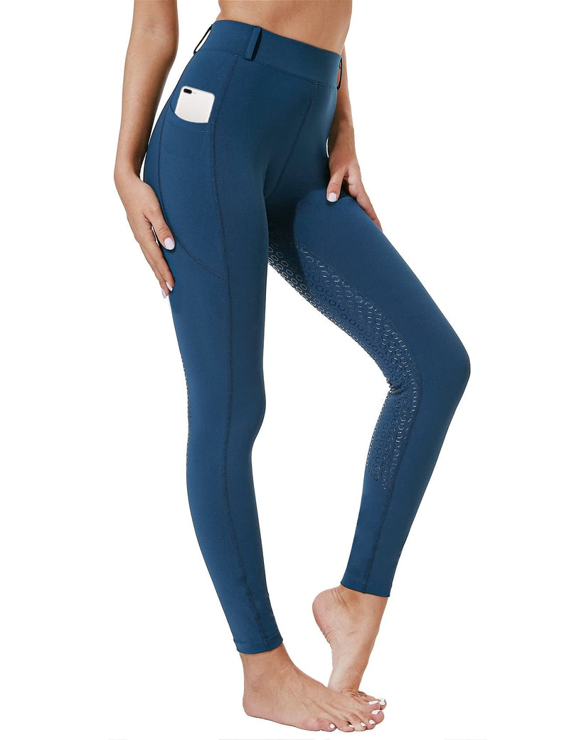 FitsT4 Kids Full Seat Silicon Grip Riding Tights Horseback Riding Equestrian Schooling Breeches Navy Large - BeesActive Australia