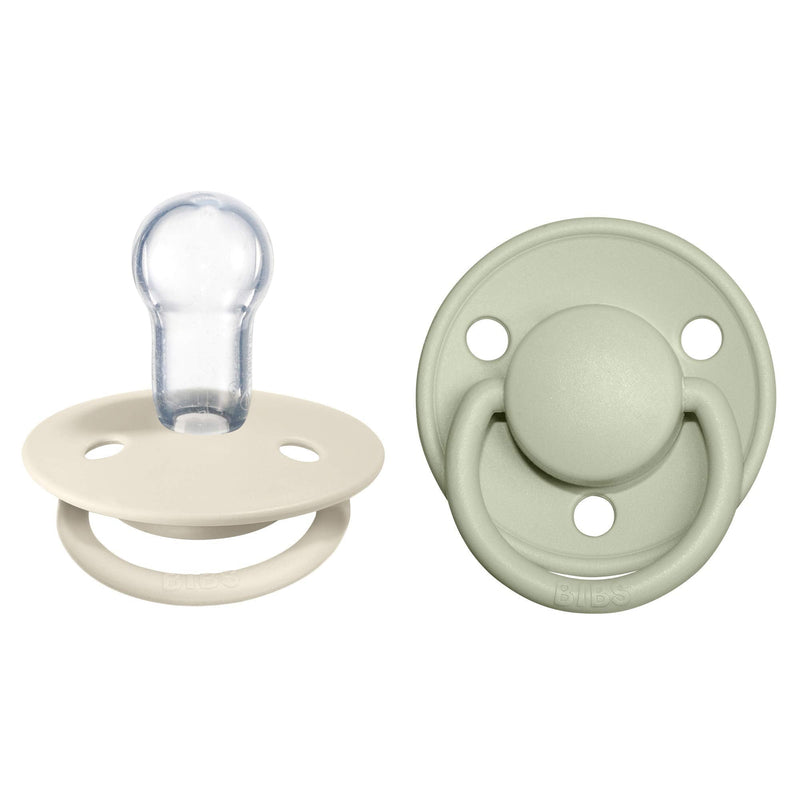 BIBS Pacifiers - De Lux Collection | BPA-Free Baby Pacifier | Made in Denmark | Set of 2 Ivory/Sage Color Premium Soothers | Size One Size - BeesActive Australia