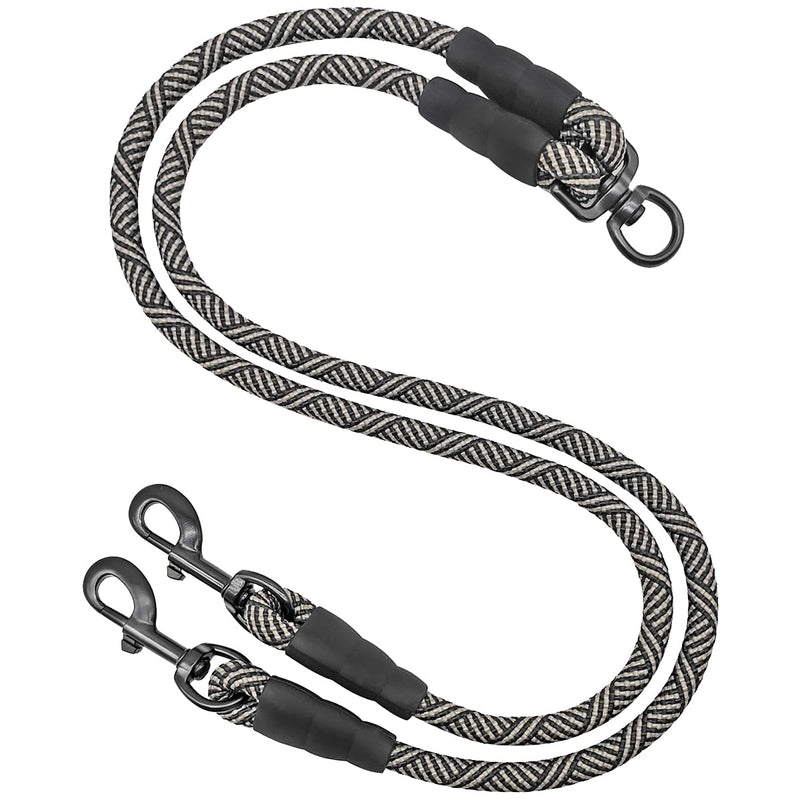Double Dog Leash Coupler, Tandem Leash for Two Dogs, No Tangle 360° Swivel Rotation Dual Strong Dog Leash Splitter, for Large Medium Small Dogs (33 inch- Large) Black Large (1/2"D x 33"L) - BeesActive Australia