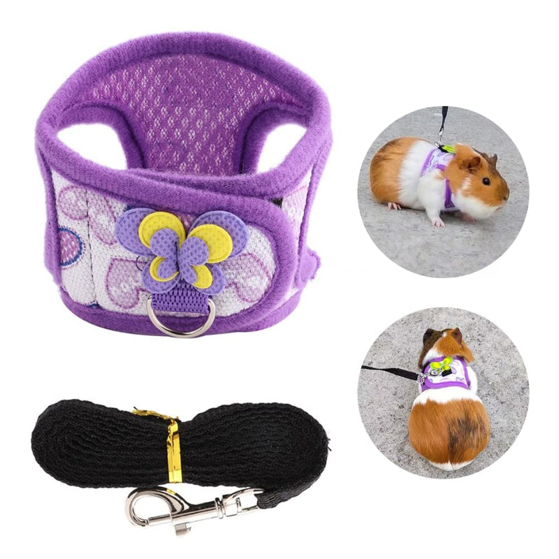 Chinchilla Harness Vest Chest Decor, Chinchilla Walking Harness Vest with Leash Strap Harness for Rabbit Ferret Guinea Pig Bunny Hamster Puppy Kitten Clothes Accessory(S)(S) S