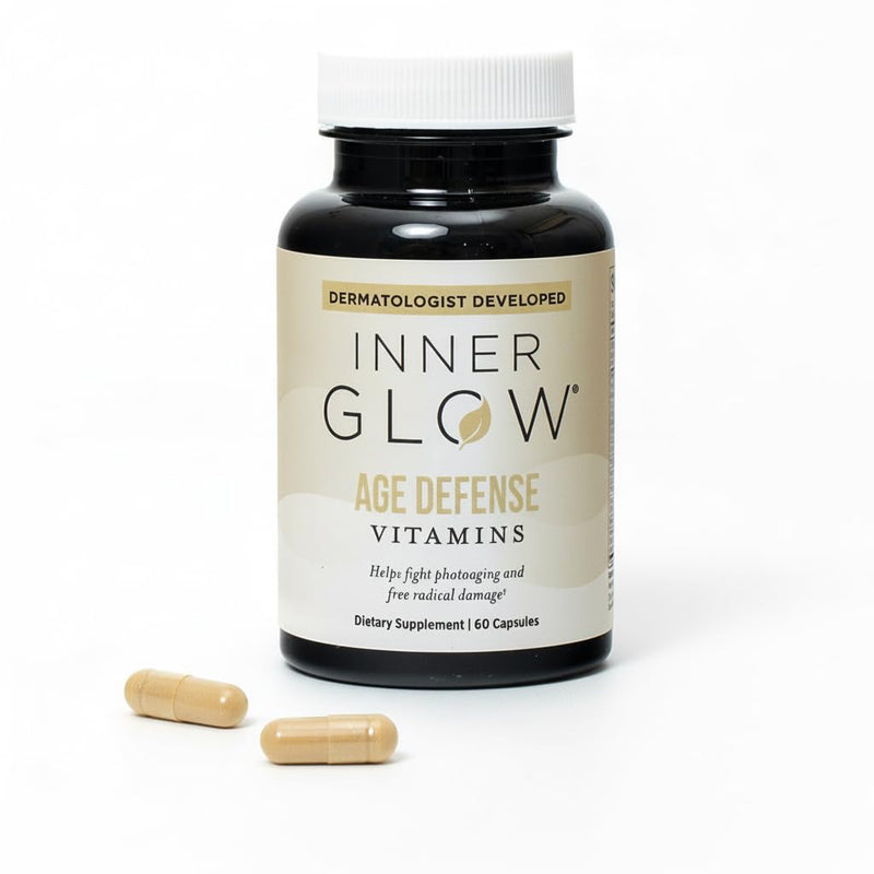 Inner Glow Age Defense Vitamins - Dual Doctor Developed, Antioxidant Skin Support, Polypodium Leucotomos Formula, Vegan, Gluten‑Free — 60 Capsules