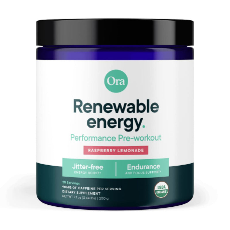 Ora Organic Natural Pre Workout Powder - Raspberry Lemonade Flavor- Provides Jitter Free Energy, Focus, Hydration, & Endurance - Vegan, Certified Organic, Soy, Dairy, & Gluten Free, 20 Servings - BeesActive Australia