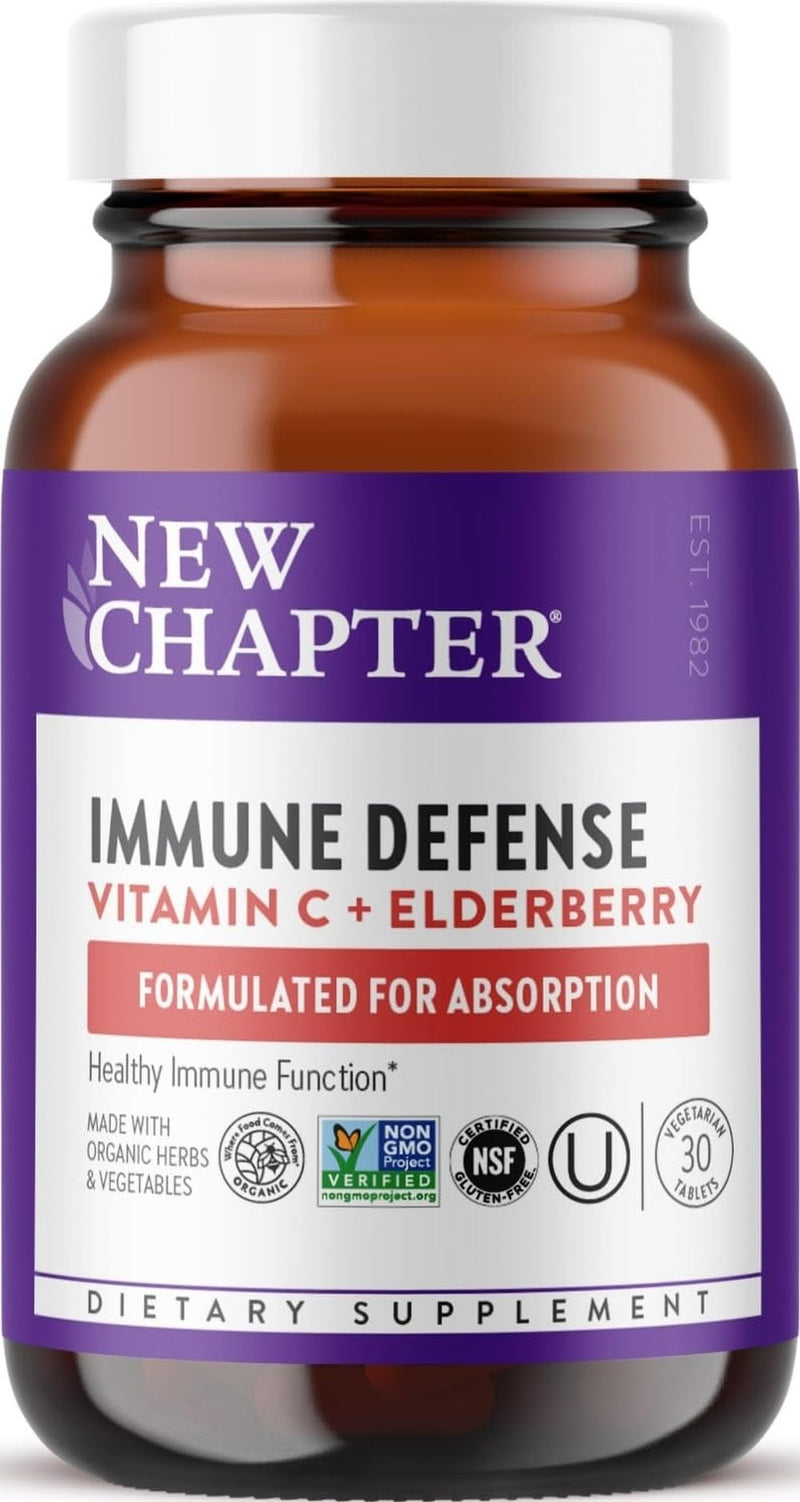 New Chapter Vitamin C Immune Defense Supplement, 30 Count | Excellent Source of Vitamin C with Elderberry for Healthy Immune Support, Made with Organic Herbs, Non-GMO and Gluten Free 30 Count (Pack of 1)
