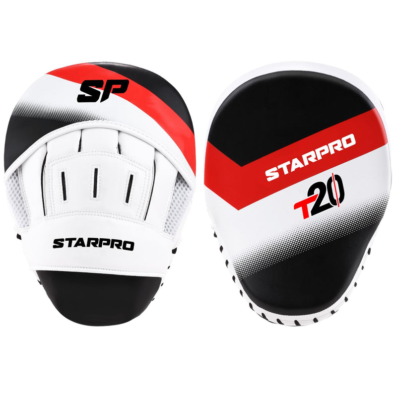 Starpro Boxing Pads – Ventilated Hook & Jab Training Mitts for Muay Thai Kickboxing MMA Std Black/Red