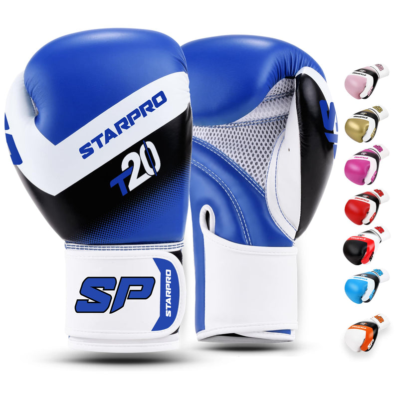 Starpro Boxing Gloves with Wrist Support & Protection Sparring Training Bag Gloves for Men & Women 8oz 10oz 12oz 14oz 16oz Blue