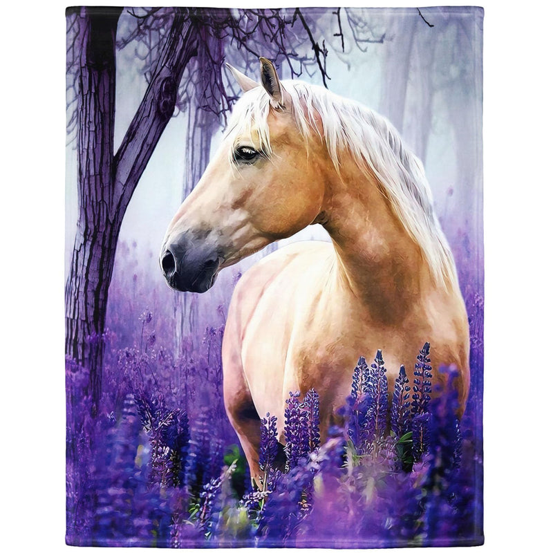 HommomH 40"x50" Horse Blanket with Purple Lavender, Super Soft Fleece Throw Blankets for Girls 40" x 50" - BeesActive Australia