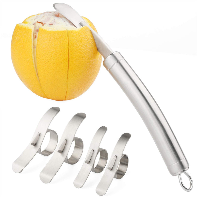 Orange Peelers Set of 5 Stainless Steel with Slicer Cutter Peeler Comfortable to Peel Orange Potato Carrot Cucumber Cooking Tool Sliver - BeesActive Australia