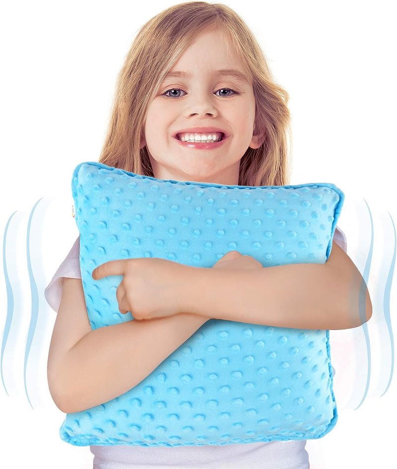 Special Supplies Vibrating Pillow Sensory Pressure Activated Calm for Kids and Adults, 12‚Äù Plush Soft Cover -Textured Therapy Stimulation Bumps- 3 Vibration Modes, Music & Voice Recording (Blue) - BeesActive Australia