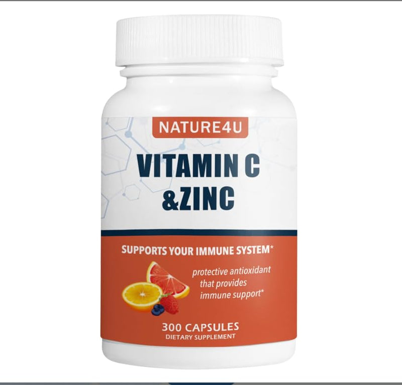 Vitamin C 1000mg with Zinc, Rose HIPS and Citrus Bioflavonoids, Immune Support Supplement Antioxidants Protection, 300 Capsules 300 Count (Pack of 1)