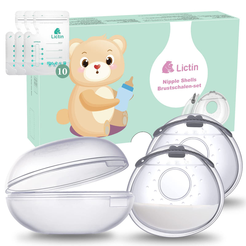 Lictin Breast Shell Breastmilk Collector for Breastfeeding-2 Pcs Silicone Breast Pad Nursing Cup Milk Saver for Nursing Moms Protect Sore Nipples Soft and Reusable with Box 2 Count (Pack of 1) Lnp5 - BeesActive Australia