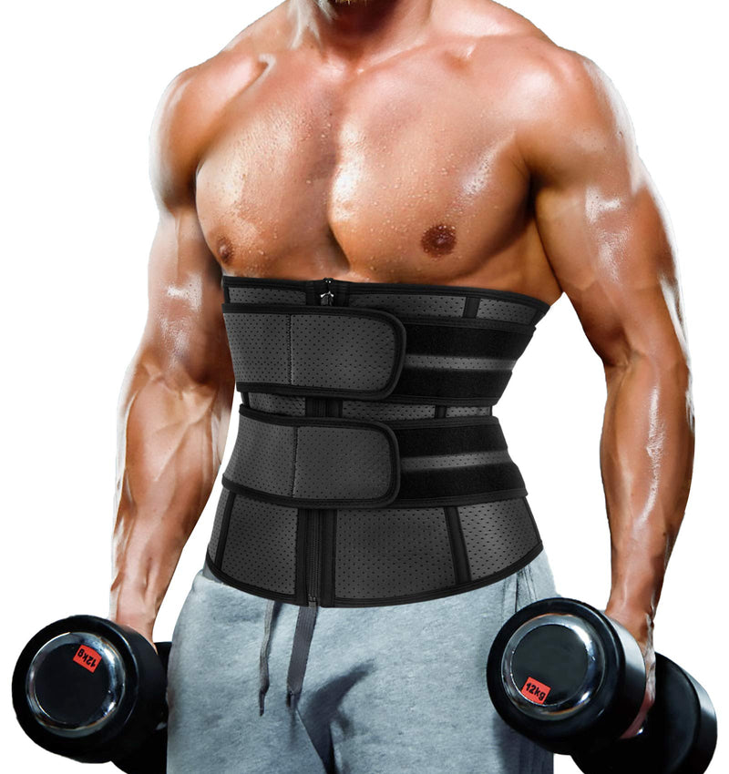 Waist Trainer Trimmer for Men Tummy Control Shapewear Neoprene Sweat Belt Slimming Body Shaper Black X-Large