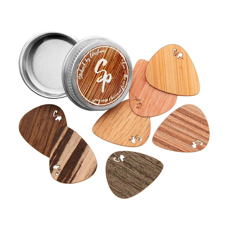 Stickpick | Set of 7 flexible guitar picks made of real wood | For electric, acoustic and bass guitars in various strengths | In aluminum can | Sustainably manufactured | Made in Germany - BeesActive Australia