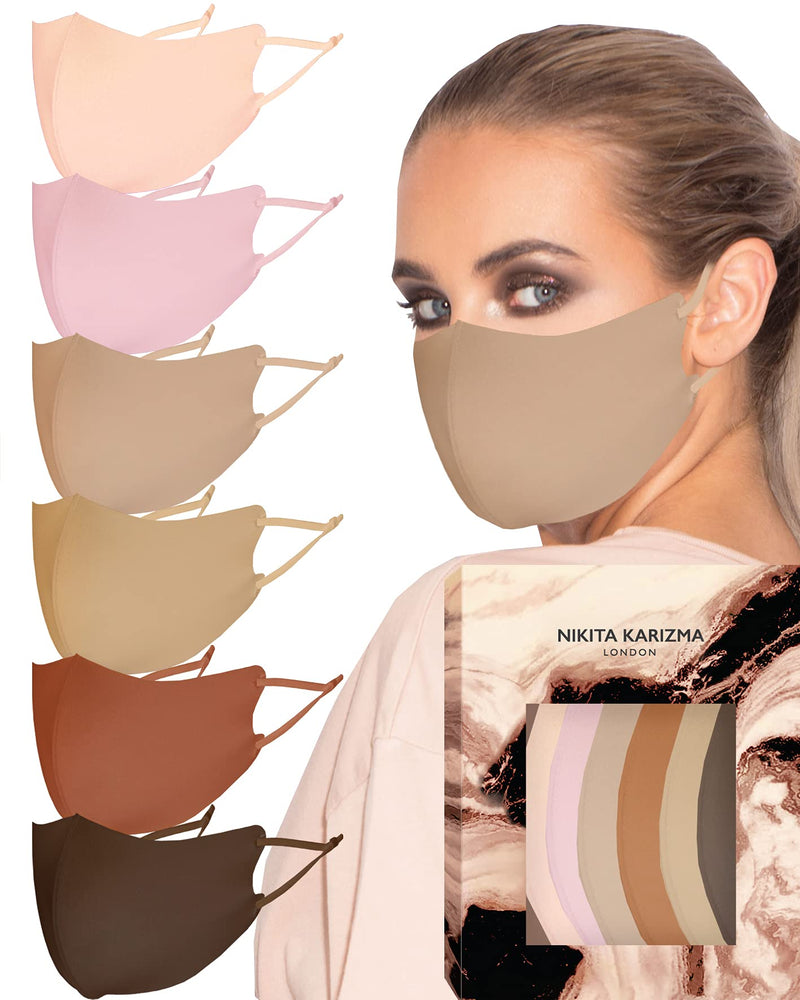 KARIZMA Face Wardrobe Cloth Face Mask. 6 Soft Masks Washable Fabric with Adjustable Ear Loops. ‚ÄòEarth Shades‚Äô Pack. Face Mask Reusable and Stretchy. Fabric Face Masks 6 Pieces Earth - BeesActive Australia