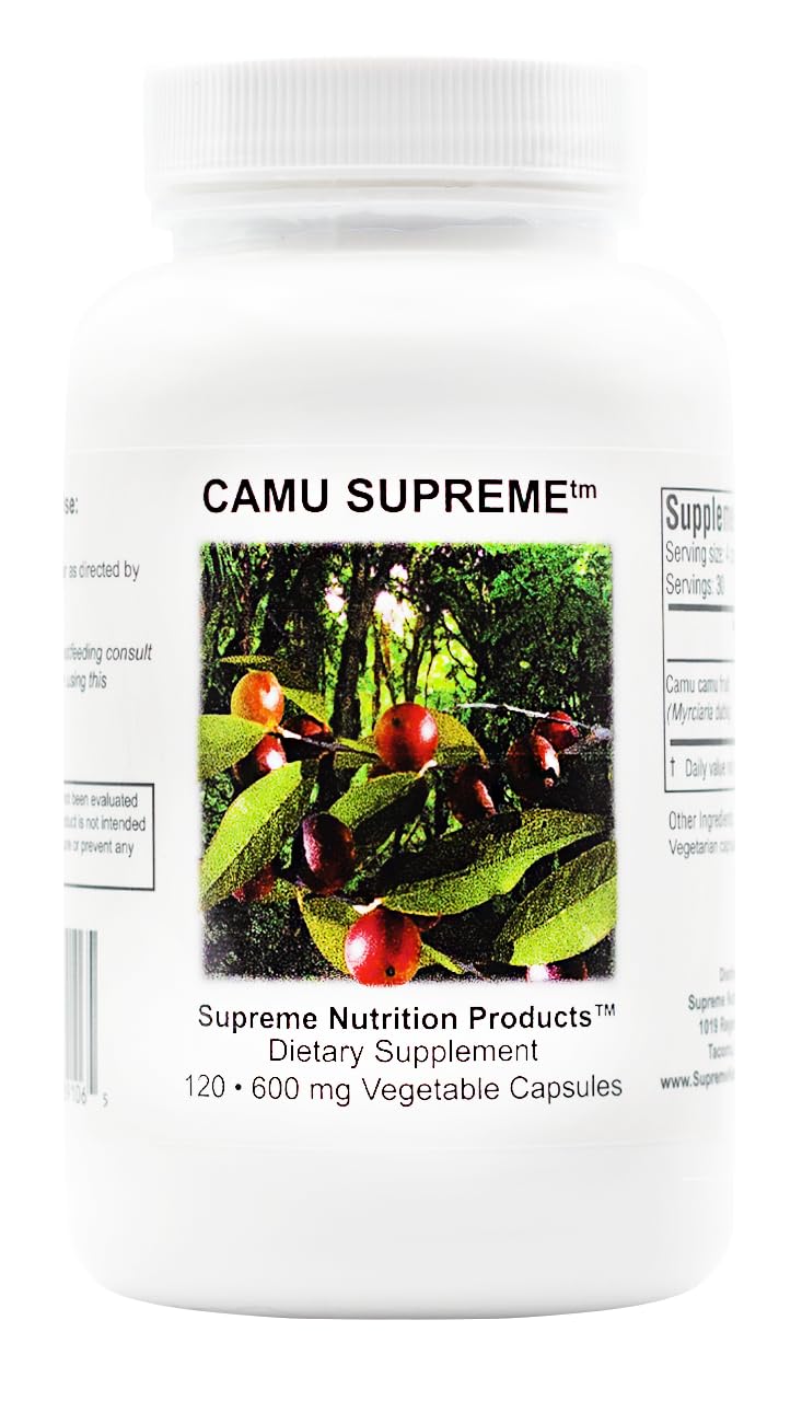 Supreme Nutrition Camu Supreme, 120 Pure Camu Camu Fruit Vegetarian Capsules 120 Count (Pack of 1)