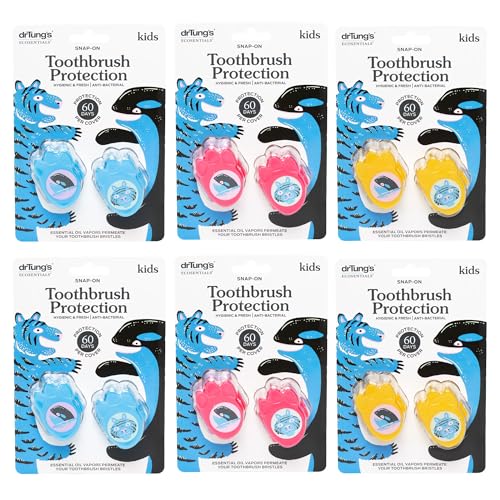 DrTung's Kids Snap-On Toothbrush Protection Head Cover Caps - 6 Pack