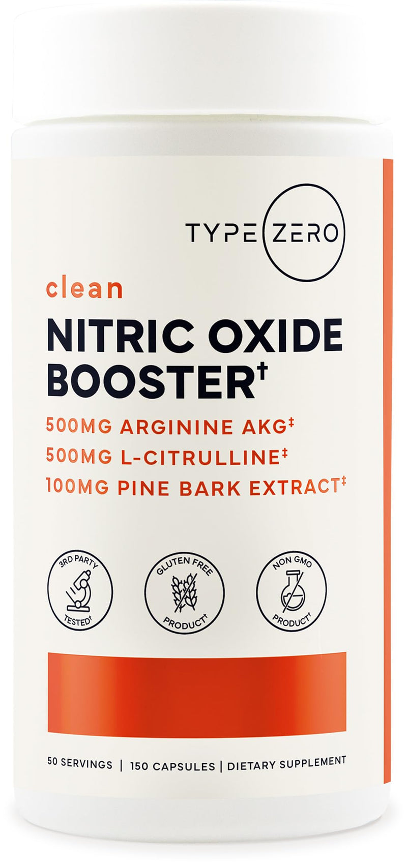 Type Zero Nitric Oxide 6X Booster, 150 Veggie Capsules, Natural Supplement | Beetroot, Arginine AKG, Citrulline, Pine Bark, Garlic & Vitamin C, Nitrous Oxide 150 Count (Pack of 1)