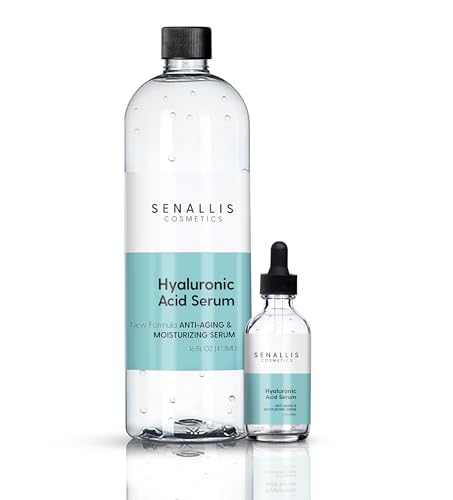 Hyaluronic Acid Serum 16 fl oz And 2 fl oz, Made From Pure Anti Aging/Wrinkle, Ultra Hydrating Moisturizer That Reduces Dry Skin Manufactured In USA 18 Fl Oz (Pack of 1)