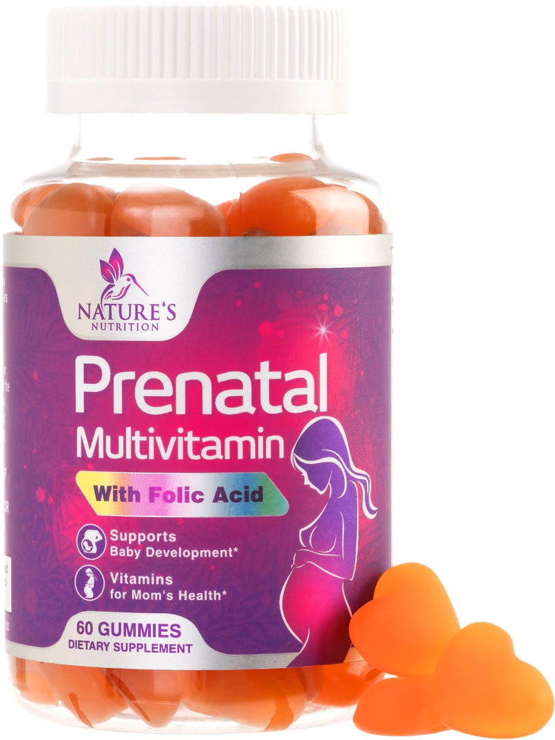 Prenatal Vitamins for Women - Pregnancy Vitamins Gummies with Folic Acid, Vitamin A, C, D3, B12, B6 - Prenatal Multivitamin Gummy for for Fetal Support, Pregnant & Nursing Women - 60 Gummies 60 Count (Pack of 1)