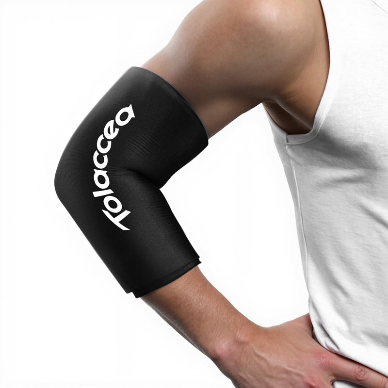Elbow and Knee Ice Pack - Cold Ice Sleeve with Reusable Gel & Cold Therapy Compression for Knee, Shin Splints, Calf Strain, Flexible Ice Pack for Tennis Elbow, Tendinitis (Medium (Pack of 1), Black) Medium - BeesActive Australia