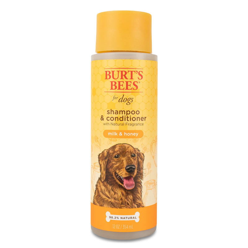 Burt's Bees for Pets Milk and Honey Shampoo and Conditioner for Dogs, Naturally Derived Ingredients, Cruelty Free, Formulated without Sulfates and Parabens, pH Balanced for Dogs, 12 Fl Oz Milk & Honey 12 Fl Oz (Pack of 1) - BeesActive Australia