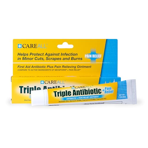 CareAll Triple Antibiotic Ointment + Pain Relief 1.0 oz, Dual Action First Aid for Minor Scrapes, Cuts, and Burns to Help Prevent Infection While Providing Maximum Strength Pain Relief. (Pack of 1)