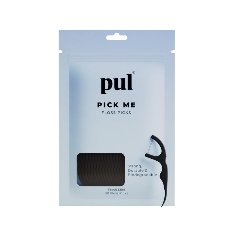PUL Dental Floss Picks ‚Äì Mint Teeth Flossers for Deep Cleaning, Removing Food Particles & Plaque ‚Äì Shred-Resistant Nylon Floss, Plant-Based Handle, Fluoride Free ‚Äì for Adults & Kids (50 Count) 1 Count (Pack of 50) - BeesActive Australia