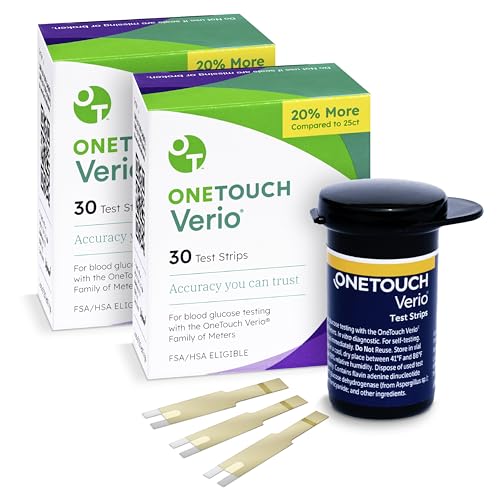 OneTouch Verio Test Strips for Blood Glucose Meter, 30 Count, 2 Pack 30 Count (Pack of 2)