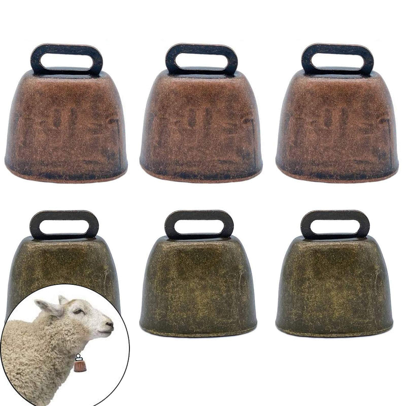 6 Pack Small Brass Bell,Cow Horse Sheep Grazing Copper Bells,Cattle Farm Animal Loud Bronze Bell,Pet Anti-Theft Accessories Bell - BeesActive Australia