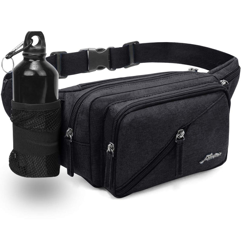 Fanny Pack Waterproof Waist Bag Pack Men Women Hip Bum Bag With Water Bottle Holder Adjustable Strap Suitable For Outdoors Workout Traveling Hiking Cycling Dog Walking Pouch Bag(black) Black - BeesActive Australia