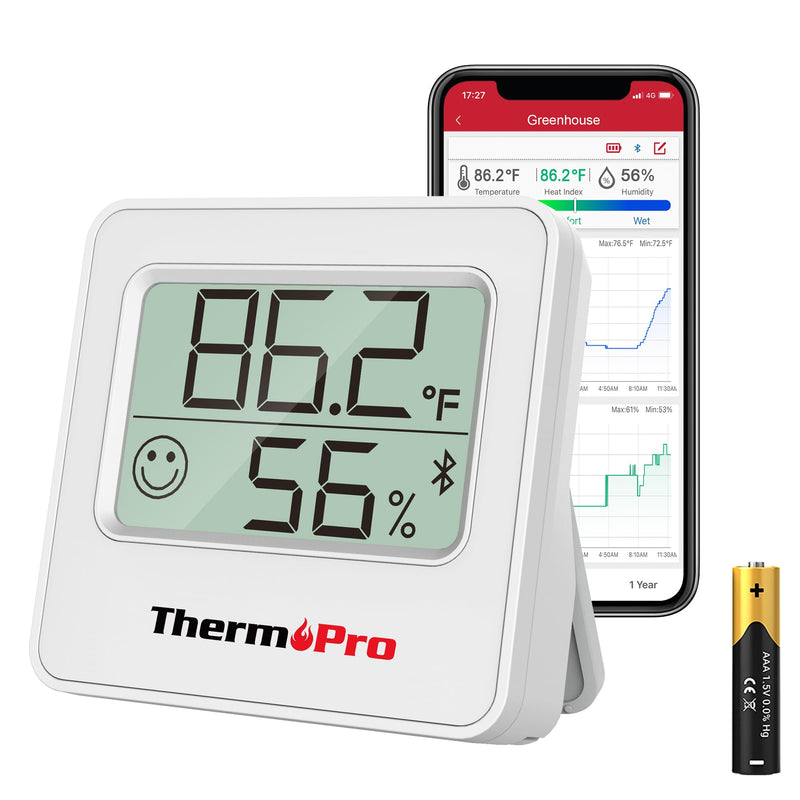 ThermoPro TP357 Digital Hygrometer Indoor Thermometer of 260FT, Bluetooth Thermometer Humidity Meter with Smart App, Room Thermometer Humidity Gauge with Temperature Humidity Sensor 1
