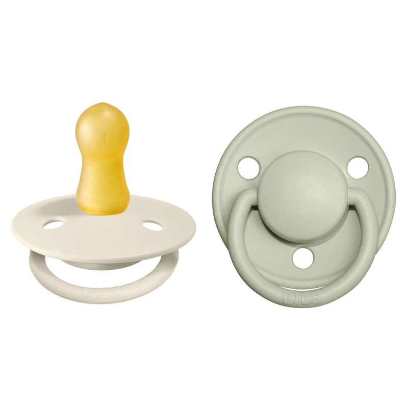 BIBS Pacifiers - De Lux Collection | BPA-Free Baby Pacifier | Made in Denmark | Set of 2 Ivory/Sage Color Premium Soothers | Size 0-6 Months - BeesActive Australia