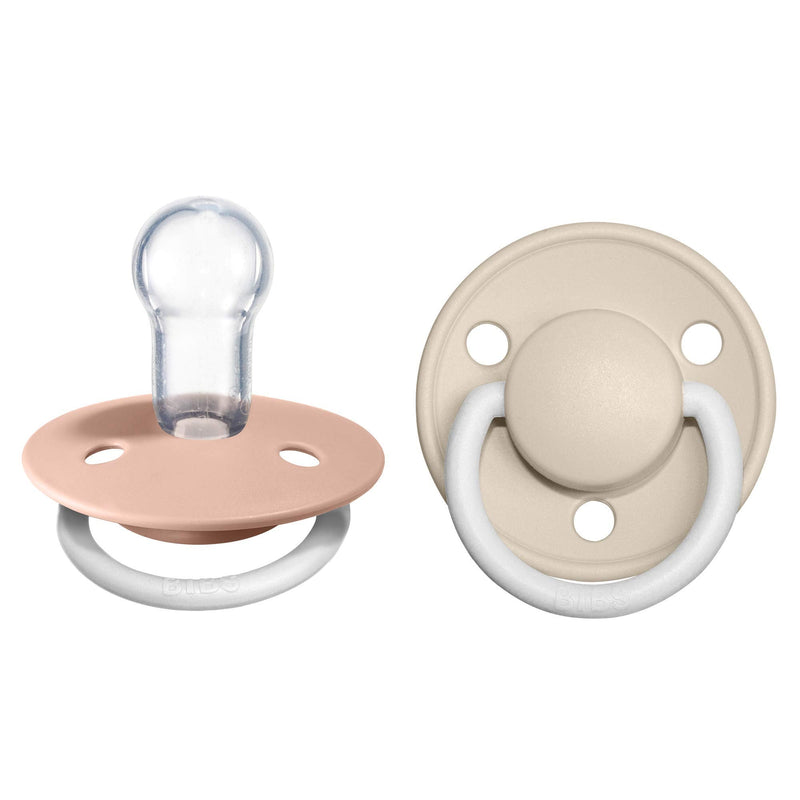 BIBS Pacifiers - De Lux Collection | BPA-Free Baby Pacifier | Made in Denmark | Set of 2 Blush Night/Vanilla Night Color Premium Soothers | Size One Size - BeesActive Australia