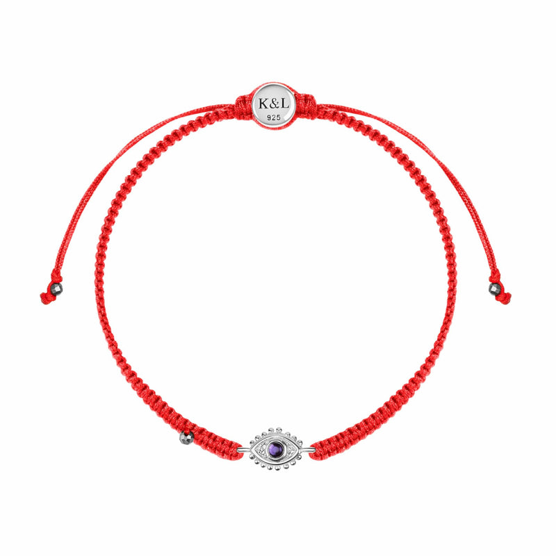 KARMA AND LUCK - Powerful Protection - Women's 18K Gold Plated Brass Red String Bracelet. Ready to Gift for Her Silver with Amethyst Stone - BeesActive Australia