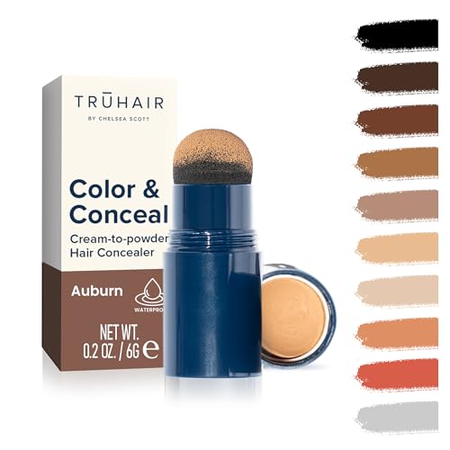 TRUHAIR Color & Conceal Waterproof Root Touch Up - Hair Cover Up for Gray Coverage and Hairline Filling - 11 Colors Available (Auburn) Auburn 0.2 Ounce (Pack of 1)