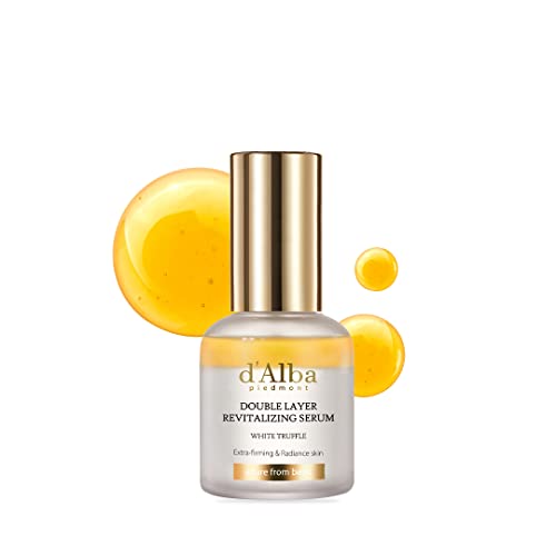 d'alba Piedmont Italian White Truffle Double Layer Revitalizing Serum (1.01 fl.oz), 100hr Hydration, Hyaluronic Acid and Centella Asiatica, Skin Firming and Tightening, Long-lasting Korean Skin Care 1.01 Fl Oz (Pack of 1)