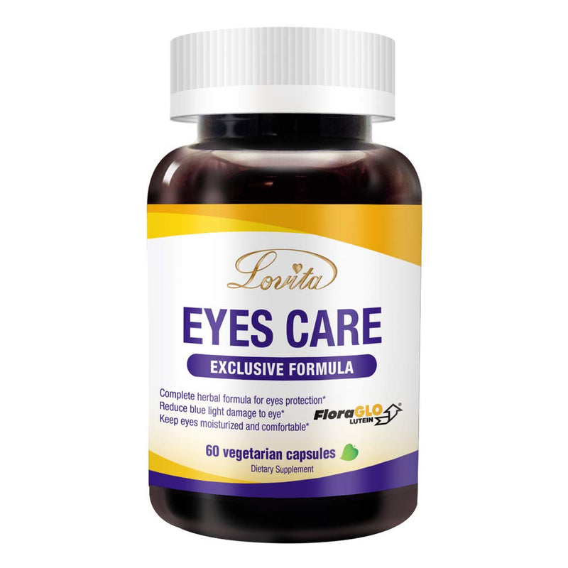 LOVITA Eyes Care, Eye Vitamins with Clinically Proven FloraGLO Lutein, 10000 mg Equivalent Bilberry, Black Currant & Eyebright, Supports Eye Strain, Dry Eye and Vision Health, 60 Vegetarian Capsules | With Vitamins B1, B2 & B12, Black Currant, Bilberry...
