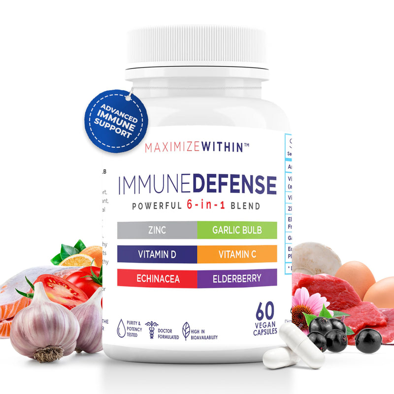 Maximum Slim Powerful 6-in-1 Immune Support Supplement with Zinc, Vitamin C, Elderberry, Vitamin D, Echinacea, & Garlic, 60 Count