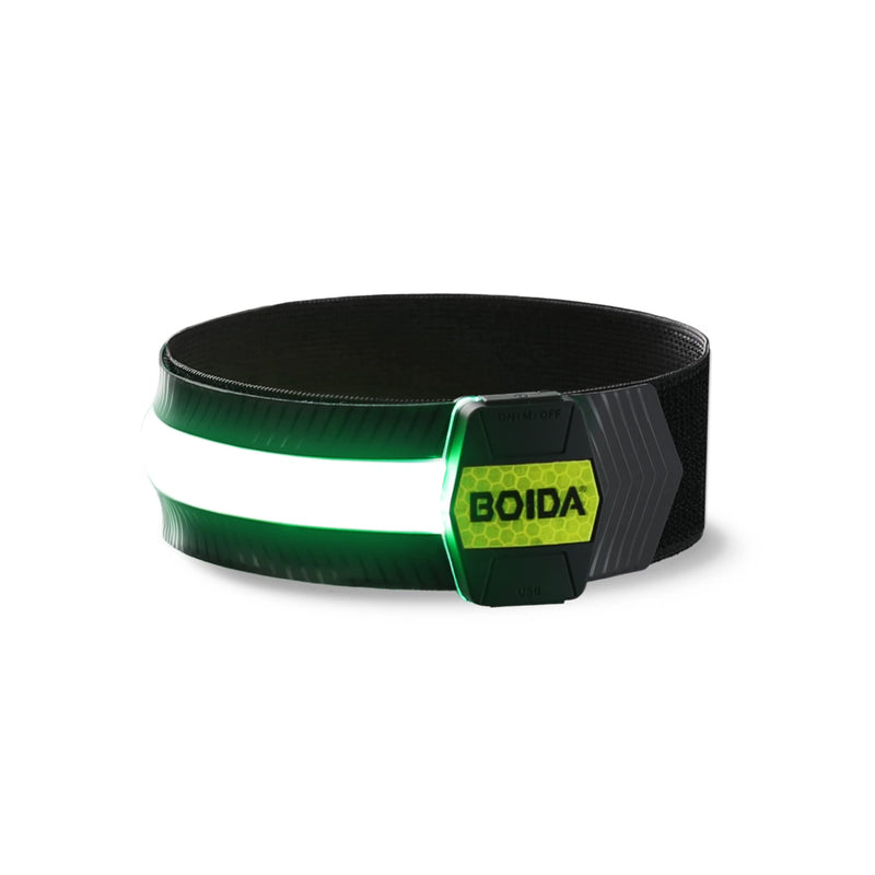 BOIDA LED Reflective Band 1pcs - High Visibility Gear for Running,Bike, Camping, Walking & Cycling | USB Rechargeable | Safer Than a Reflective Vest | Orange,Orange,Green,White FLUORESCENT-GREEN